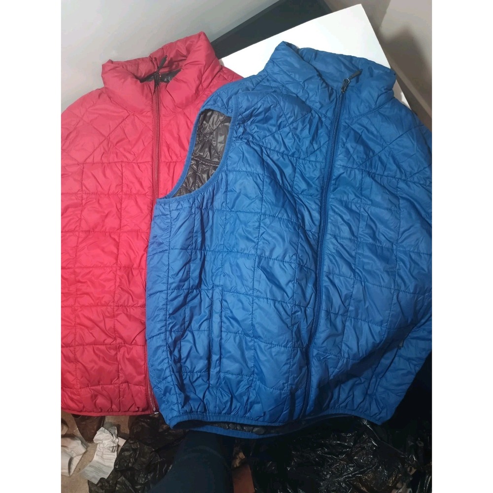 Hawke & Co Lot 2 Puffer Vests Blue Red Quilted Padded Outerwear Full Zip